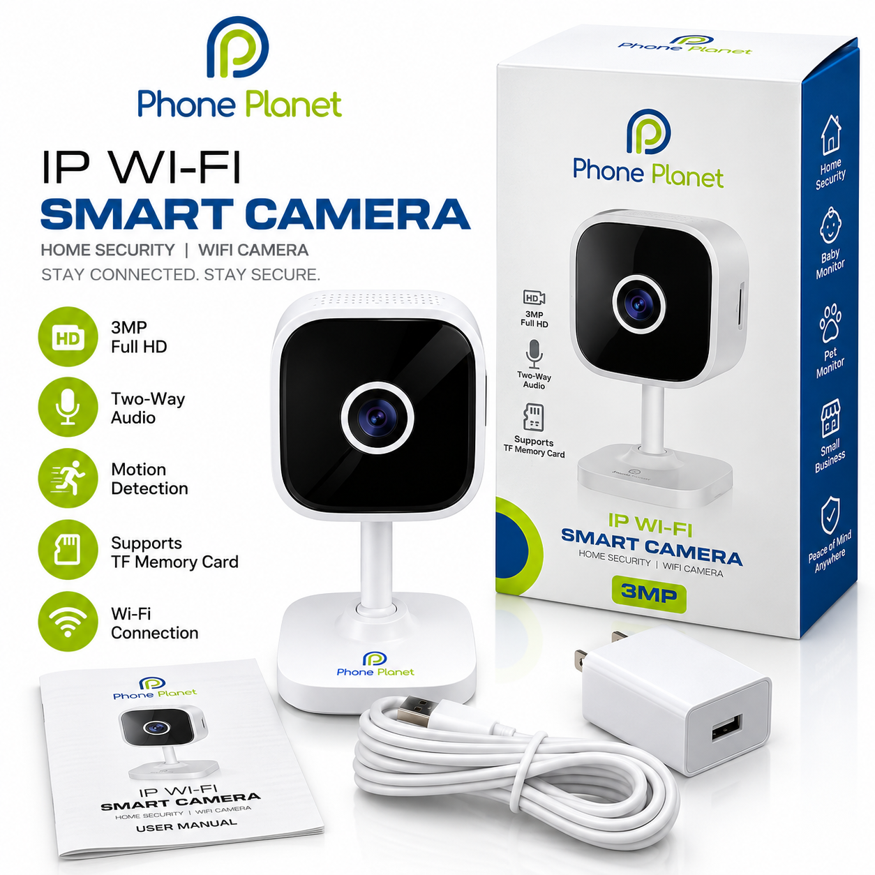 Phone Planet 3MP IP Wi-Fi Smart Camera – Smart Security Made Simple