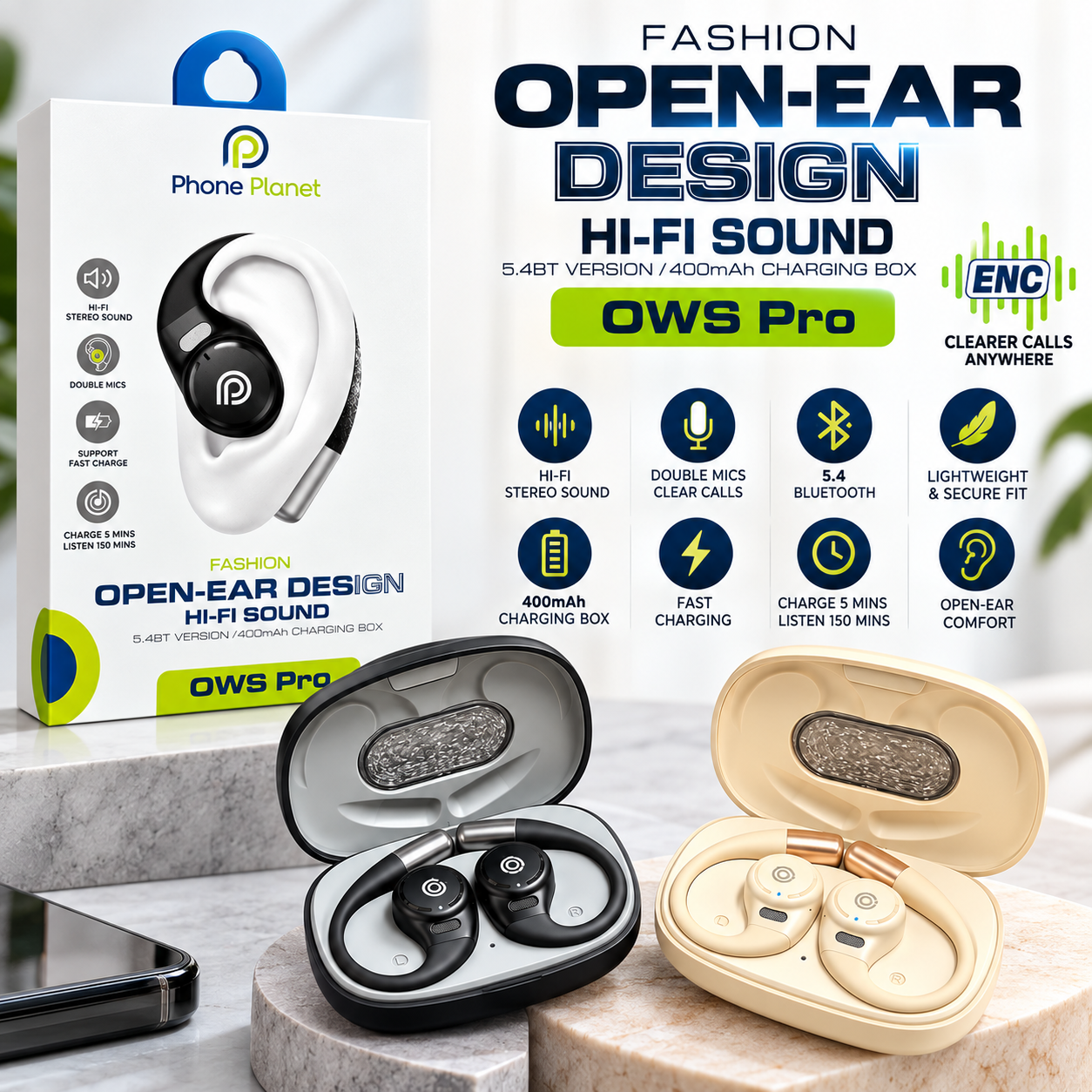 OWS Pro Open-Ear Wireless Earbuds: Enjoy Music, Comfort & Clear Calls Anywhere