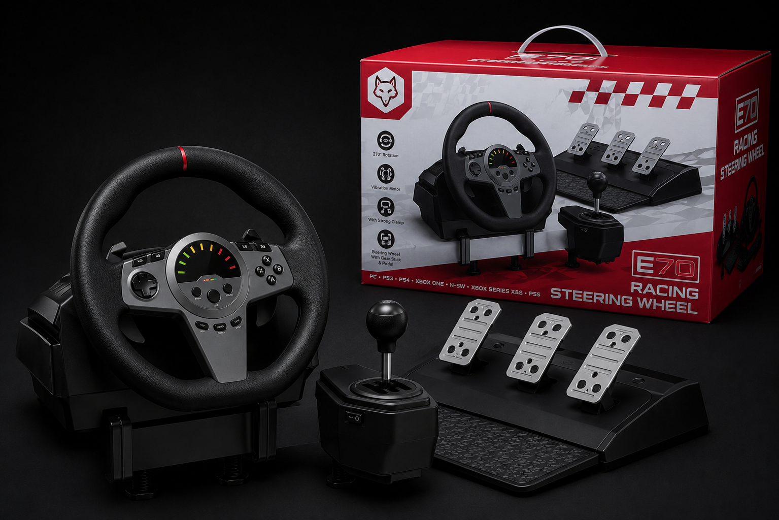 270° Racing Steering Wheel – Experience Realistic Racing at Home
