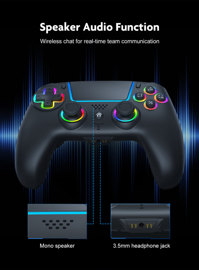 Wireless RGB Gaming Controller for PS5 & PC – Hall Effect Joysticks, Turbo Mode, 1000mAh Battery