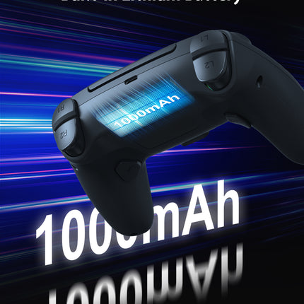 Wireless RGB Gaming Controller for PS5 & PC – Hall Effect Joysticks, Turbo Mode, 1000mAh Battery