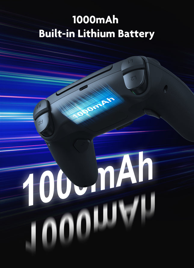 Wireless RGB Gaming Controller for PS5 & PC – Hall Effect Joysticks, Turbo Mode, 1000mAh Battery