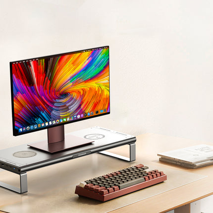 N1 Pro Aluminum Monitor Stand with 6-in-1 USB-C Docking Station & 15W Wireless Charging