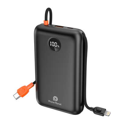 Phone Planet 20000mAh Fast Charging Power Bank with Built-In Cables