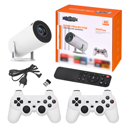 X10 Plus 4K Game Projector Console – 20,000+ Retro Games, Dual Wireless Controllers, 130" Screen 16gb