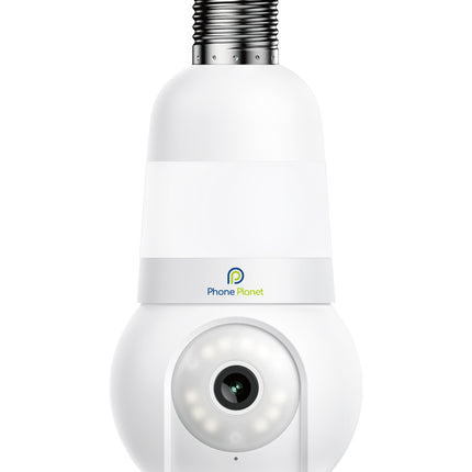 4MP Smart WiFi Bulb Security Camera – 360° Pan/Tilt, Motion Tracking, Two-Way Audio