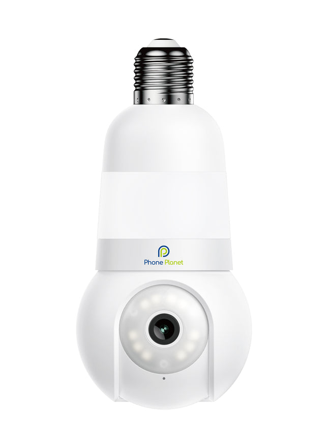 4MP Smart WiFi Bulb Security Camera – 360° Pan/Tilt, Motion Tracking, Two-Way Audio