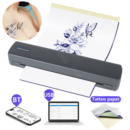 Portable Wireless A4 Thermal Printer and Tattoo Transfer Printer A4 Bluetooth Thermal Stencil Printer for Tattoo Artists