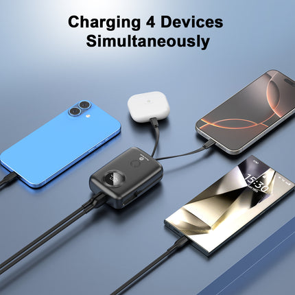 Phone Planet 10000mAh Power Bank with Built-In Cables & LED Display