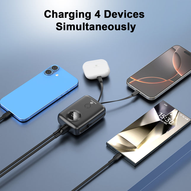 Phone Planet 10000mAh Power Bank with Built-In Cables & LED Display