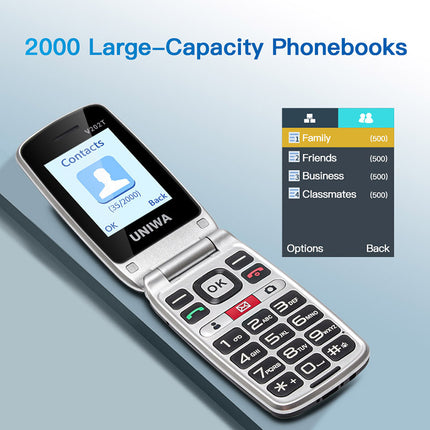 UNIWA V202T 4G Unlocked Senior Flip Phone – Dual Screen, Big Buttons, SOS & Dual SIM
