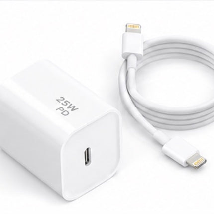 4-Item Fast Charging Bundle – 2× 25W USB-C PD Wall Chargers + 2× 3FT Lightning Cables (White)