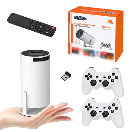 X10 Plus 4K Game Projector Console – 20,000+ Retro Games, Dual Wireless Controllers, 130" Screen 16gb