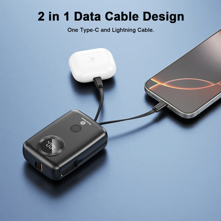 Phone Planet 10000mAh Power Bank with Built-In Cables & LED Display