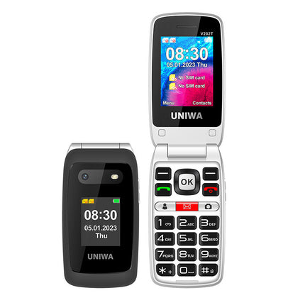 UNIWA V202T 4G Unlocked Senior Flip Phone – Dual Screen, Big Buttons, SOS & Dual SIM