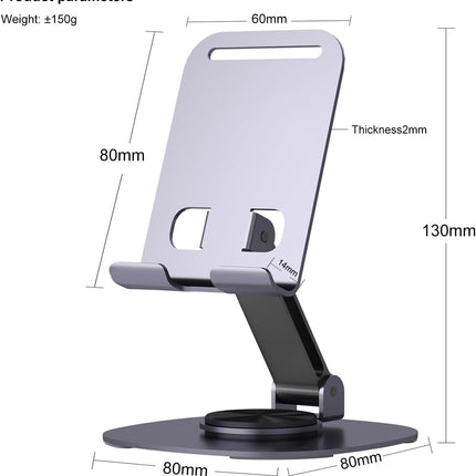 360° Rotation Folding Bracket & Adjustable Aluminum Phone & Tablet Stand – Foldable Holder for iPhone, iPad, Samsung & Tablets