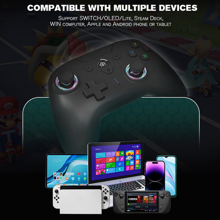 Wireless RGB Bluetooth Game Controller for PS4,Nintendo Switch, OLED, Lite, Steam Deck, PC, Android & iOS