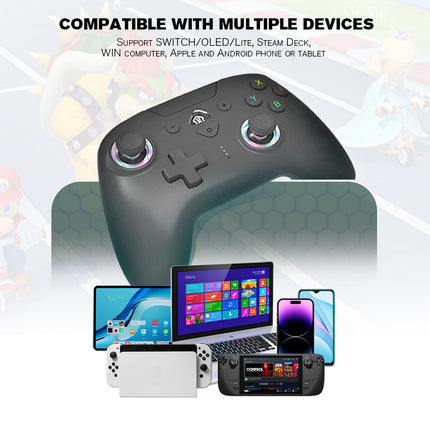 Wireless RGB Bluetooth Game Controller for PS4,Nintendo Switch, OLED, Lite, Steam Deck, PC, Android & iOS