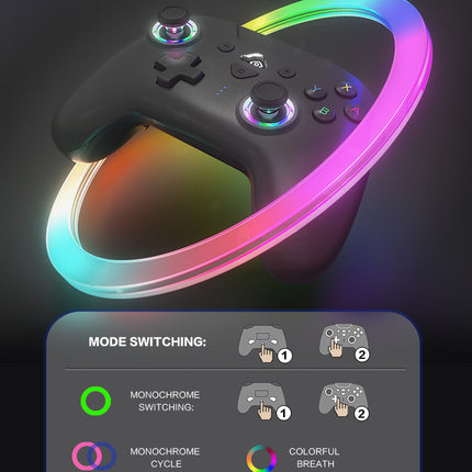 Wireless RGB Bluetooth Game Controller for PS4,Nintendo Switch, OLED, Lite, Steam Deck, PC, Android & iOS