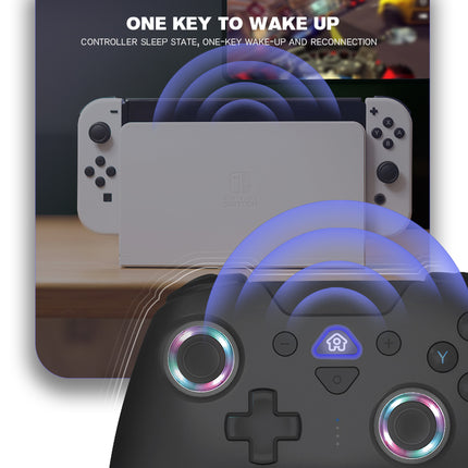 Wireless RGB Bluetooth Game Controller for PS4,Nintendo Switch, OLED, Lite, Steam Deck, PC, Android & iOS