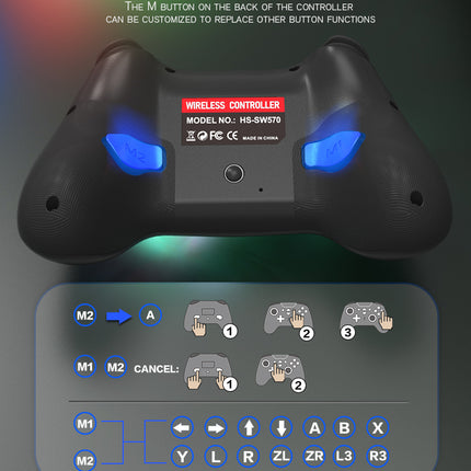 Wireless RGB Bluetooth Game Controller for PS4,Nintendo Switch, OLED, Lite, Steam Deck, PC, Android & iOS