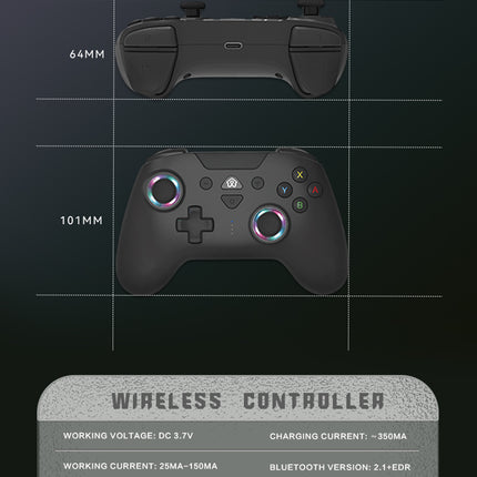 Wireless RGB Bluetooth Game Controller for PS4,Nintendo Switch, OLED, Lite, Steam Deck, PC, Android & iOS
