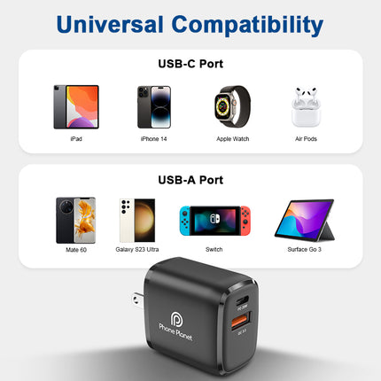 Phone Planet 20W USB-C PD Wall Charger Dual Port