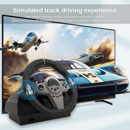 V270 Multi-Platform Racing Steering Wheel with Hall Sensor Pedals & 6+1 Speed Shifter