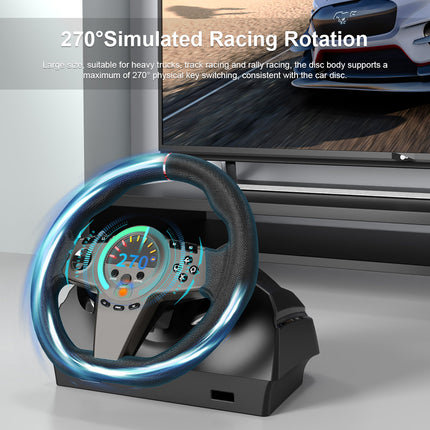 V270 Multi-Platform Racing Steering Wheel with Hall Sensor Pedals & 6+1 Speed Shifter