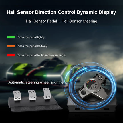 V270 Multi-Platform Racing Steering Wheel with Hall Sensor Pedals & 6+1 Speed Shifter
