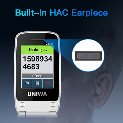 UNIWA V202T 4G Unlocked Senior Flip Phone – Dual Screen, Big Buttons, SOS & Dual SIM