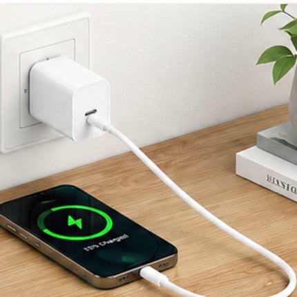 4-Item Fast Charging Bundle – 2× 25W USB-C PD Wall Chargers + 2× 3FT Lightning Cables (White)