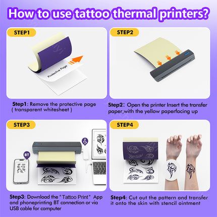 Portable Wireless A4 Thermal Printer and Tattoo Transfer Printer A4 Bluetooth Thermal Stencil Printer for Tattoo Artists