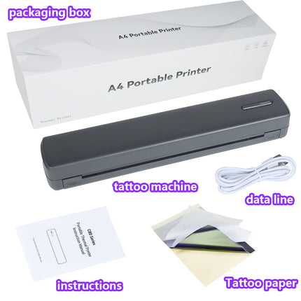 Portable Wireless A4 Thermal Printer and Tattoo Transfer Printer A4 Bluetooth Thermal Stencil Printer for Tattoo Artists