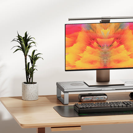 N1 Pro Aluminum Monitor Stand with 6-in-1 USB-C Docking Station & 15W Wireless Charging