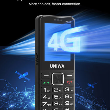 UNIWA V2000 4G Unlocked Senior Phone – 2.4" Display, Big Buttons, SOS, Dual SIM & 1700mAh Battery