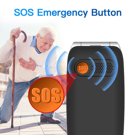 UNIWA V202T 4G Unlocked Senior Flip Phone – Dual Screen, Big Buttons, SOS & Dual SIM