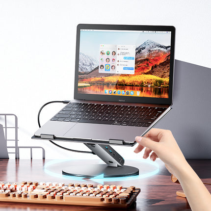 B4 Pro 360° Rotating Adjustable Aluminum Laptop Stand with 6-in-1 USB-C Dock