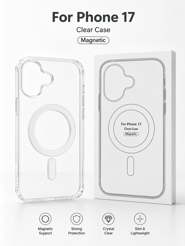 Clear Magnetic Case for iPhone 17 | Transparent Protective Cover
