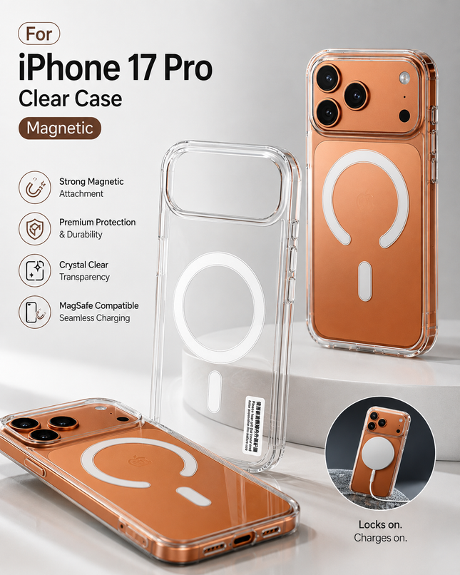 iPhone 17 Pro Clear Magnetic Case | MagSafe Compatible