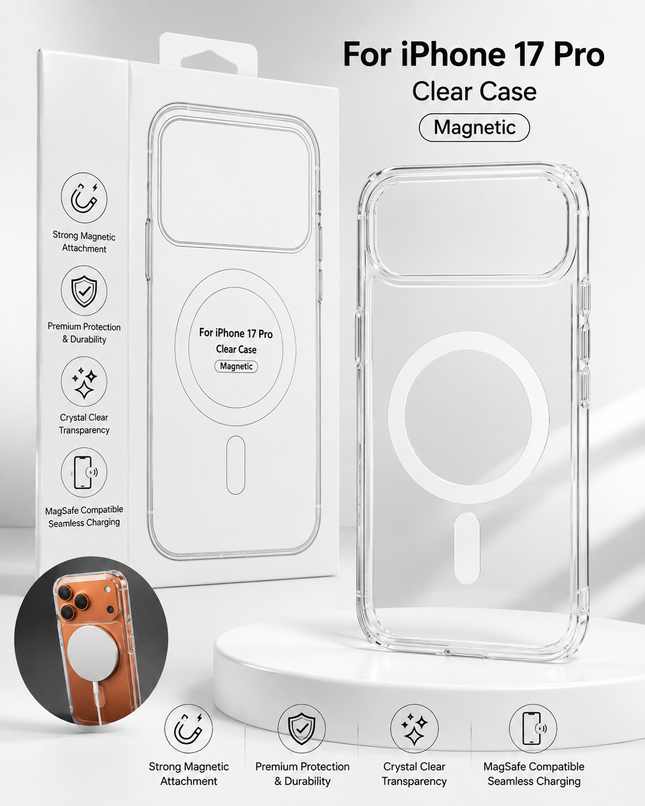 iPhone 17 Pro Clear Magnetic Case | MagSafe Compatible
