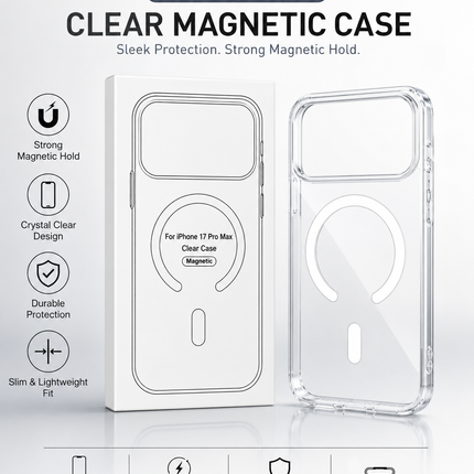 Iphone 17 Pro Max Clear Magnetic Case – MagSafe Compatible Protective Cover