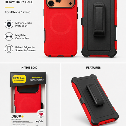 DROP+ Heavy Duty MagSafe Case for iPhone 17 Pro – Shockproof Protective Case