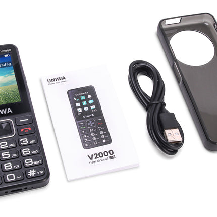 UNIWA V2000 4G Unlocked Senior Phone – 2.4" Display, Big Buttons, SOS, Dual SIM & 1700mAh Battery