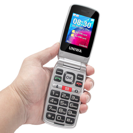 UNIWA V202T 4G Unlocked Senior Flip Phone – Dual Screen, Big Buttons, SOS & Dual SIM