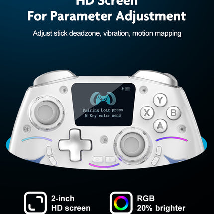 SH-2403 Wireless Gaming Controller with HD Display, Hall Effect Joysticks & RGB Lighting