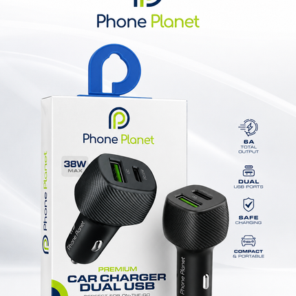 Phone Planet 38W Dual USB Fast Car Charger