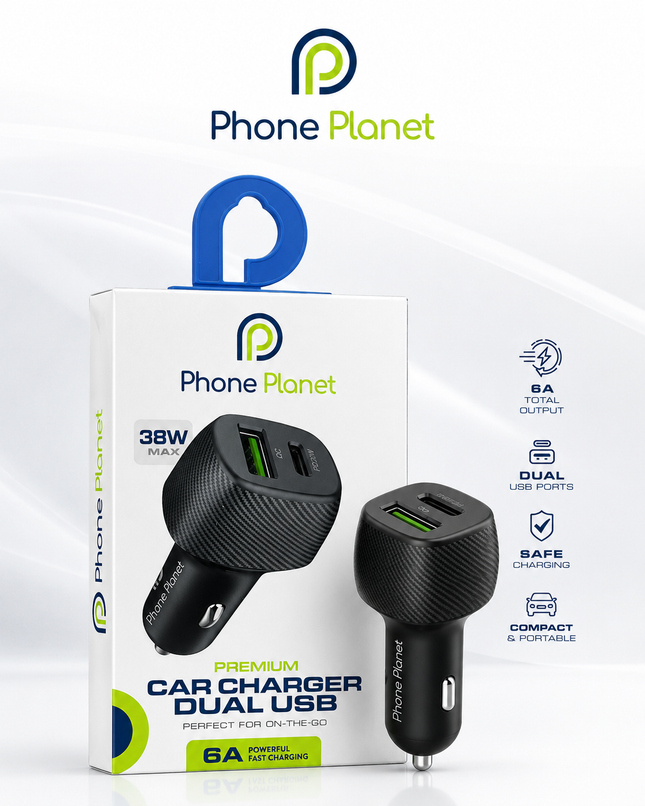 Phone Planet 38W Dual USB Fast Car Charger