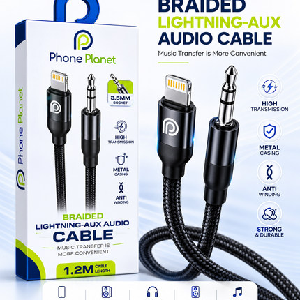 Phone Planet Braided Lightning-AUX Audio Cable 1.2M