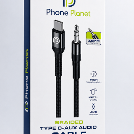 Phone Planet USB-C to 3.5mm AUX Braided Audio Cable 1.2M